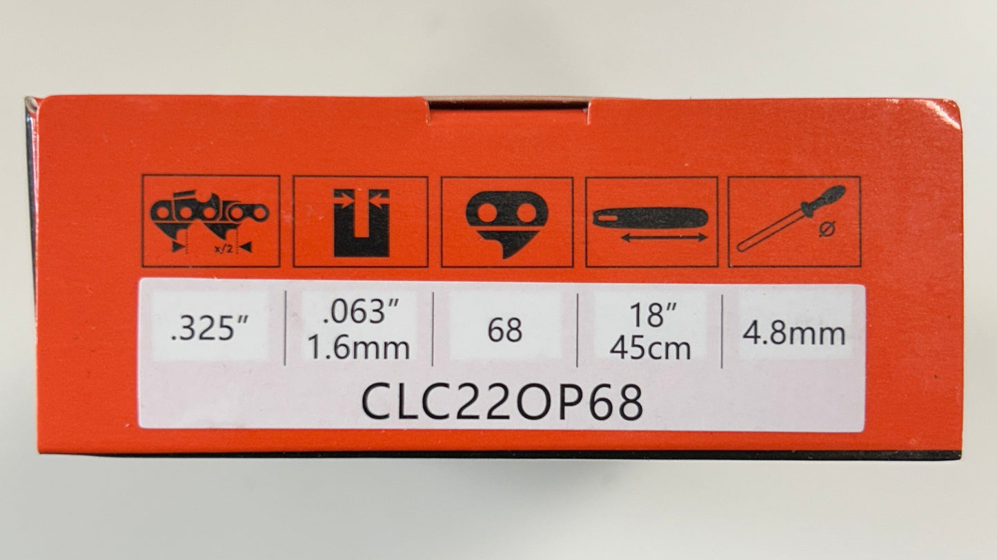 CLC22OP68 Climax Chainsaw Chain Loop in Orange Box