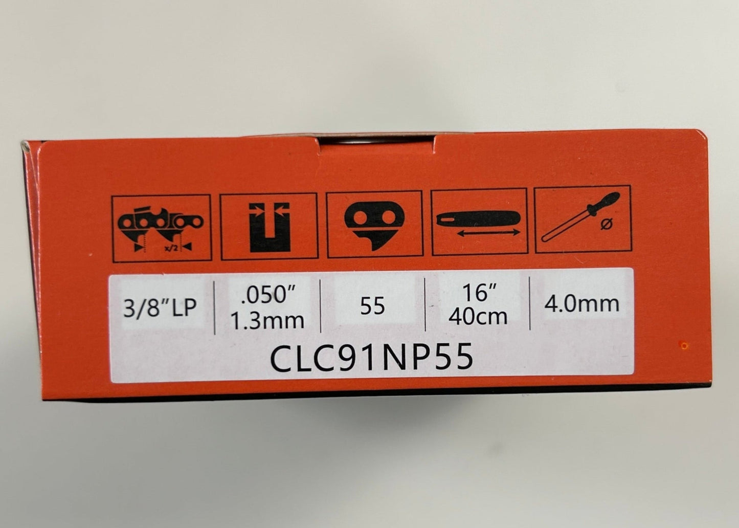 CLC91NP55 Orange electronic component box with label on a white background
